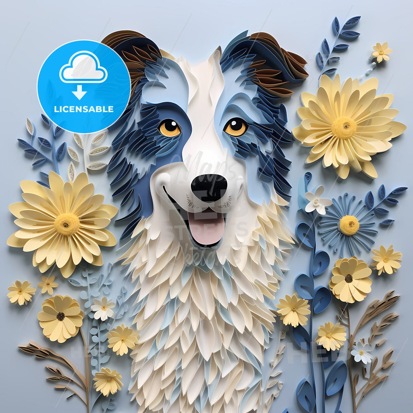 A Dog Made Out Of Paper Flowers