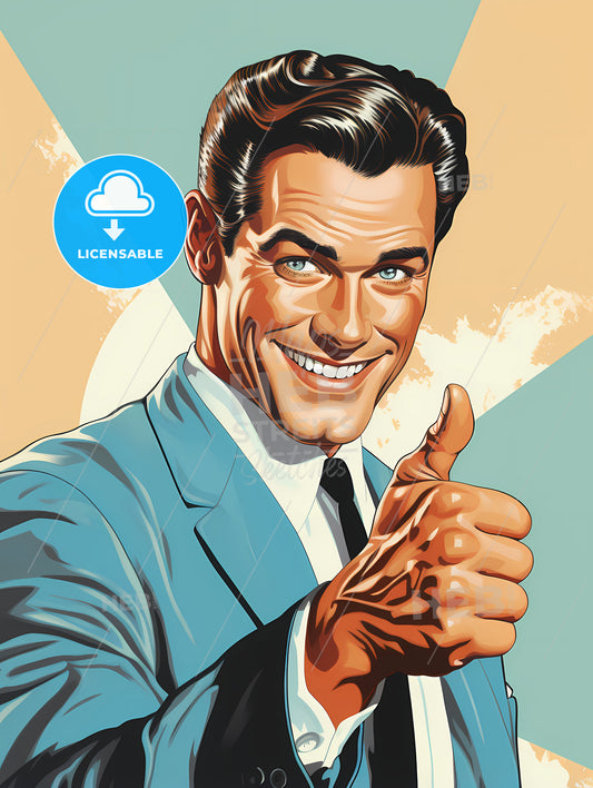 Vintage Advertising - A Man In A Suit Giving A Thumbs Up
