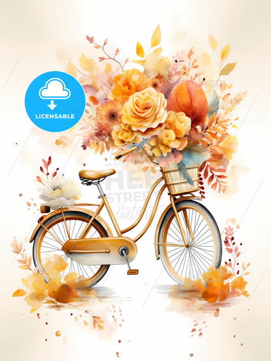 Birthday Bike - A Bicycle With Flowers In A Basket