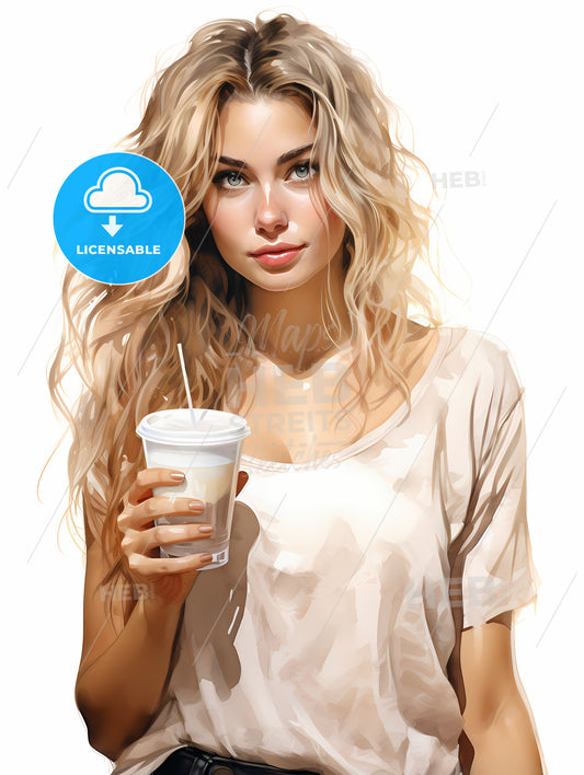 Take Away  - A Woman Holding A Cup Of Milk