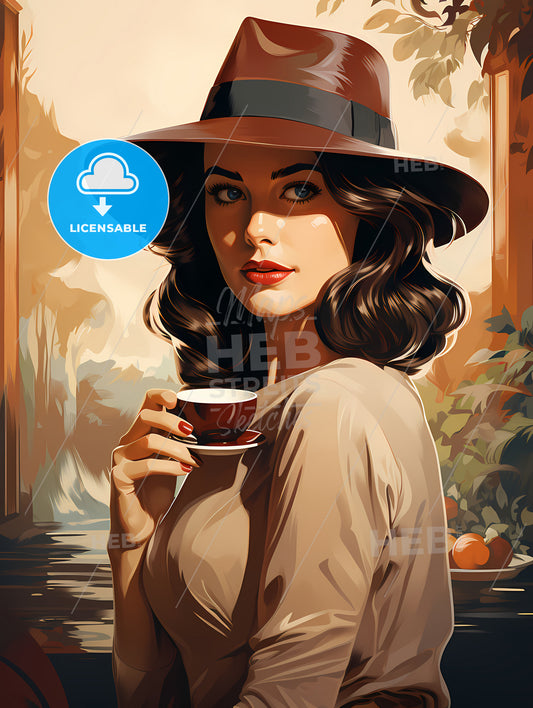 A Woman Holding A Cup Of Coffee