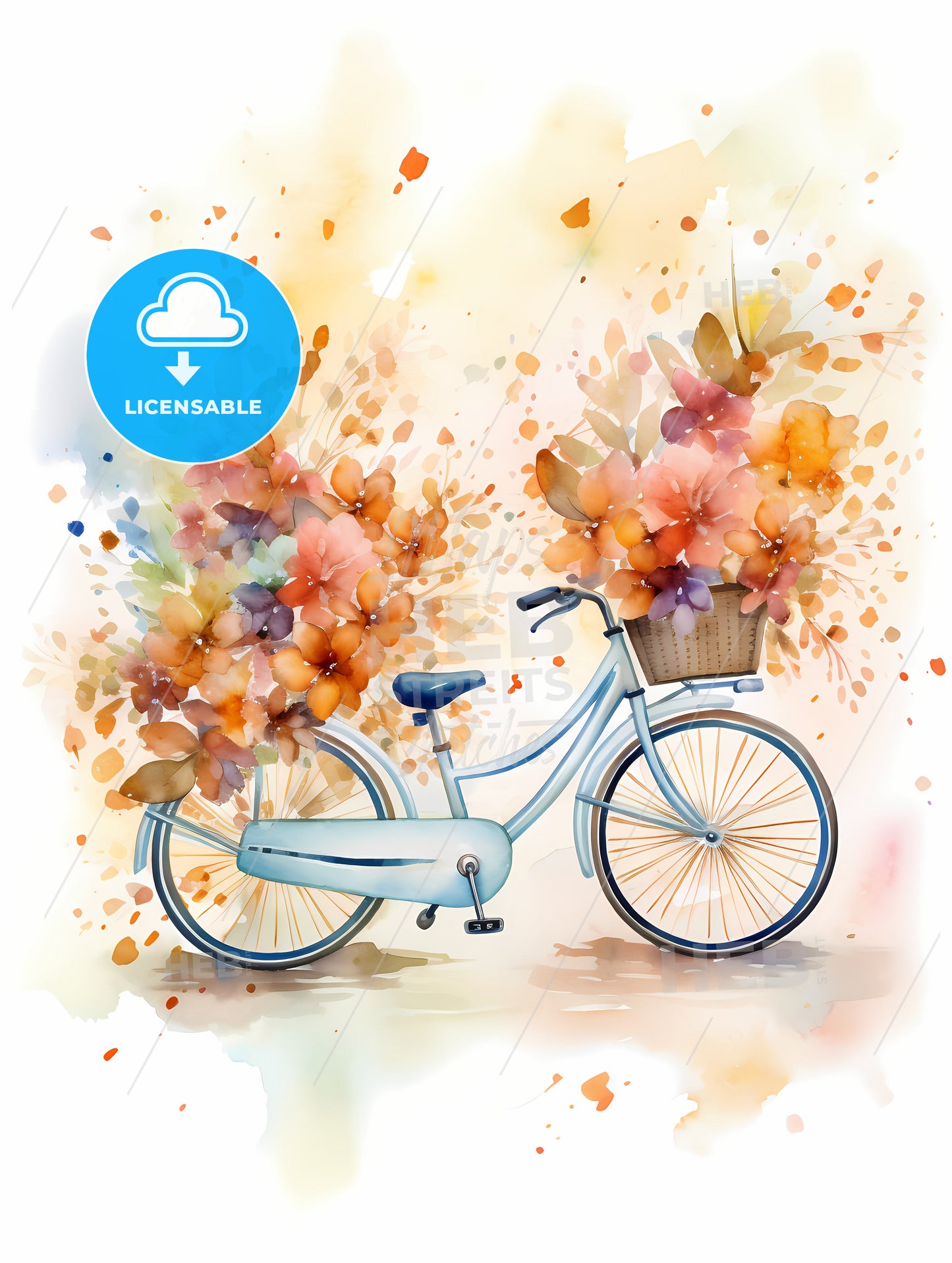 Longing - A Watercolor Painting Of A Bicycle With Flowers In A Basket