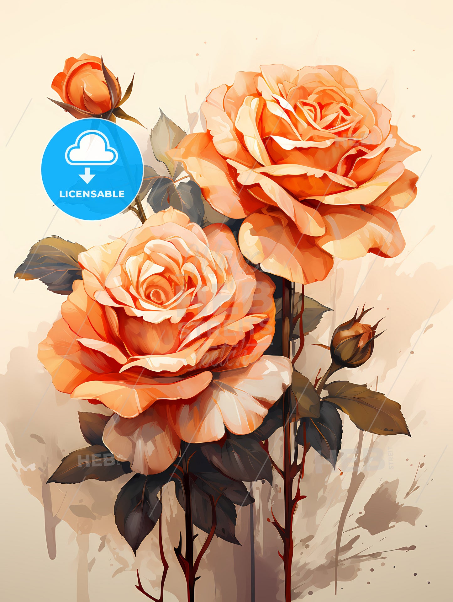 A Painting Of Orange Roses