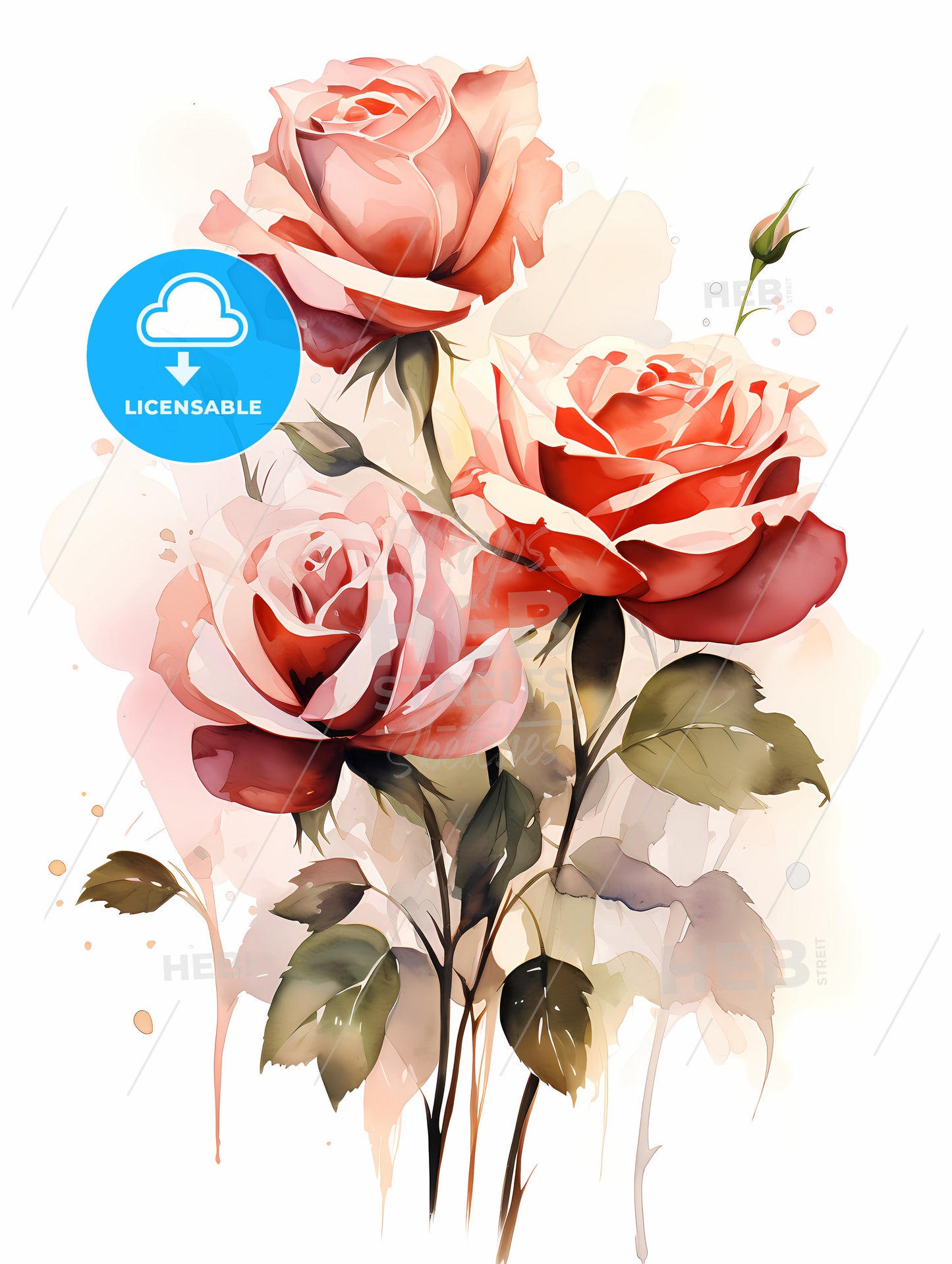 A Painting Of Roses On A White Background