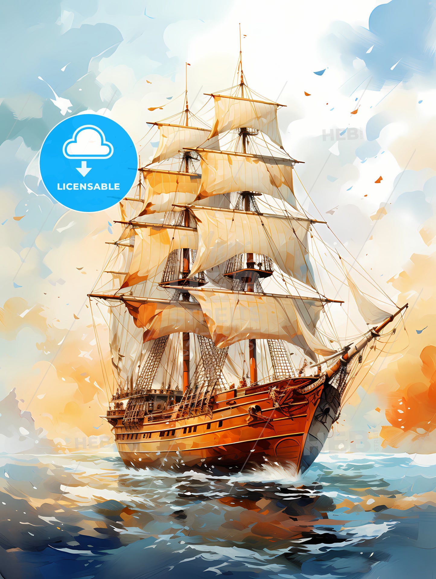 Exploration - A Painting Of A Ship With White Sails