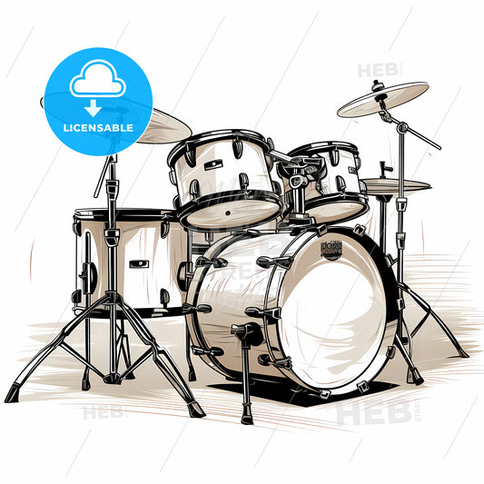 A Drum Set With A White Background
