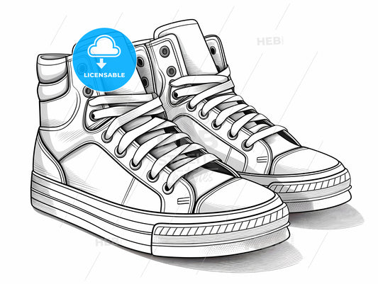 A Drawing Of A Pair Of White Sneakers