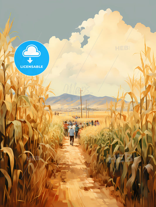In The South - A Group Of People Walking Through A Field Of Corn