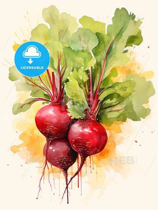 Radish - A Watercolor Of A Bunch Of Beets