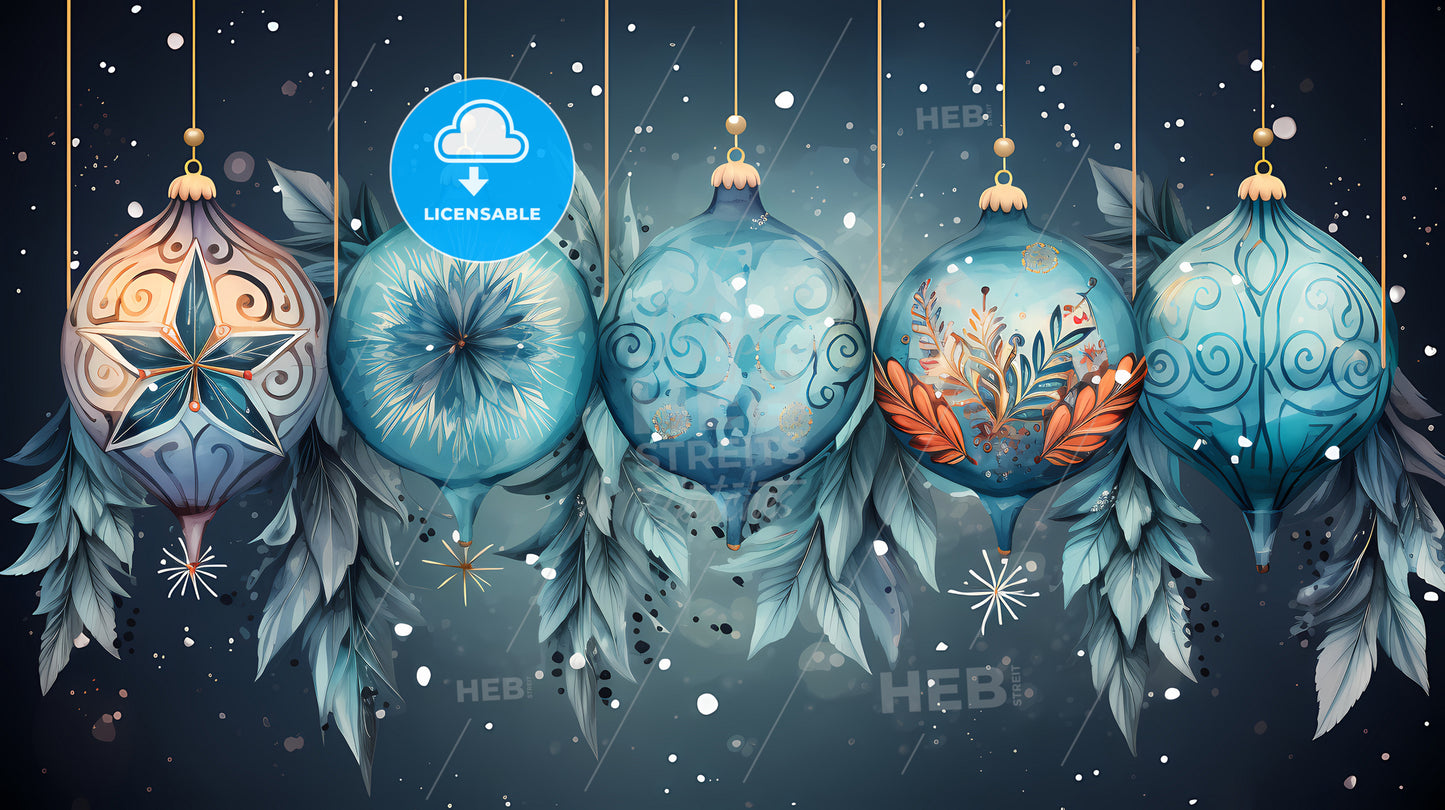 Holiday Greetings - A Group Of Ornaments From Strings