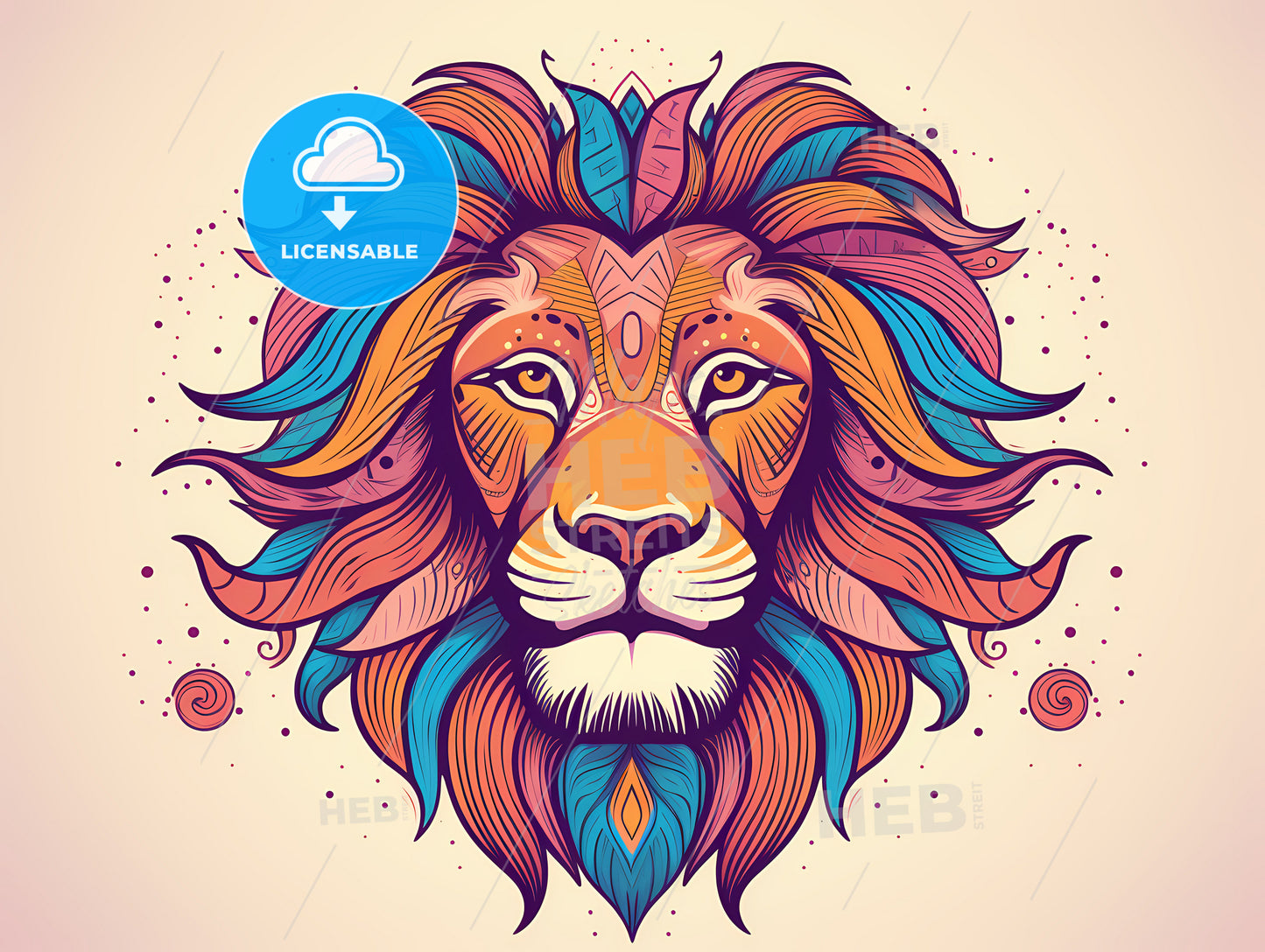 A Colorful Lion With Ornate Mane
