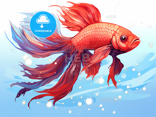 A Red Fish Swimming In Water