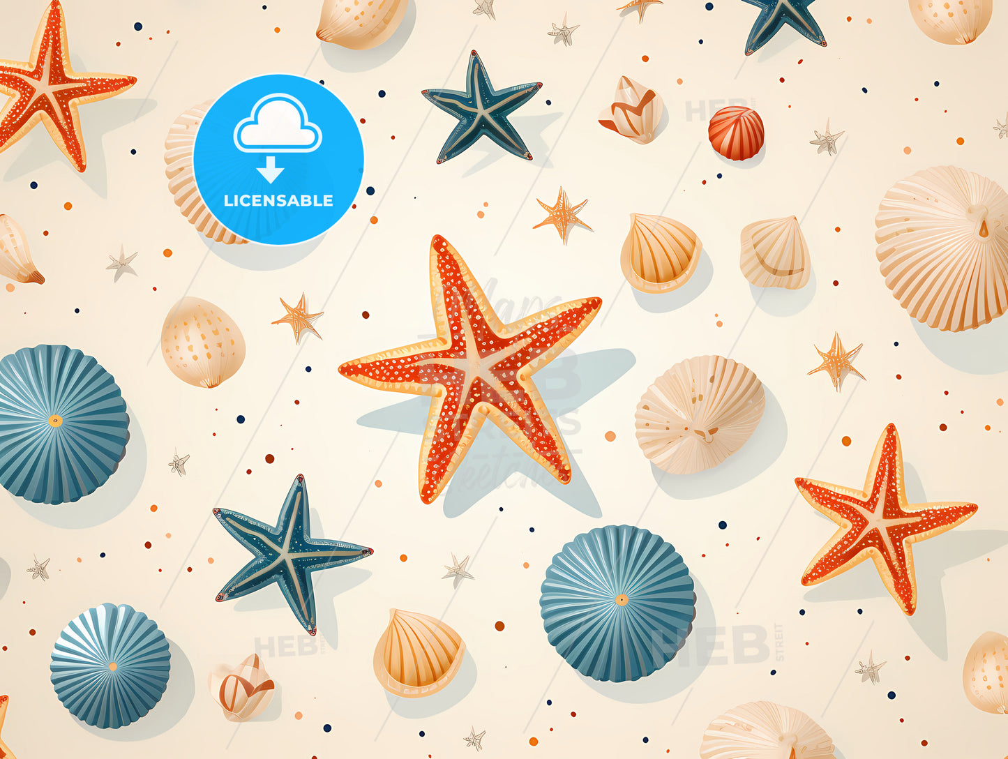 A Group Of Seashells And Starfish