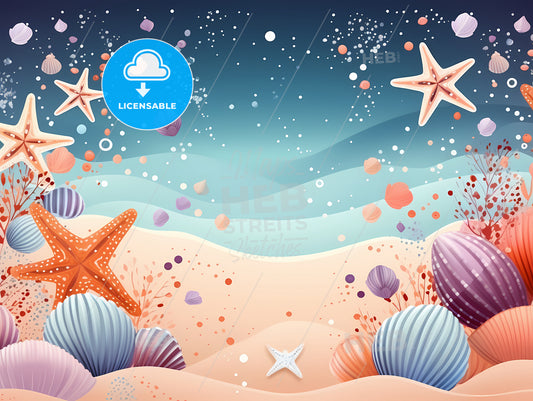 A Sea Life With Shells And Starfishes