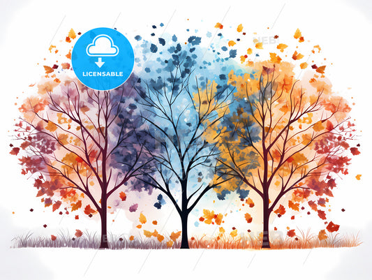 Seasons - A Group Of Trees With Colorful Leaves