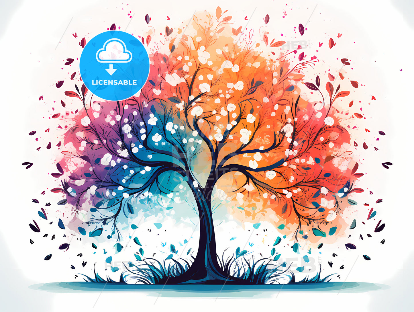 Seasons - A Colorful Tree With Leaves