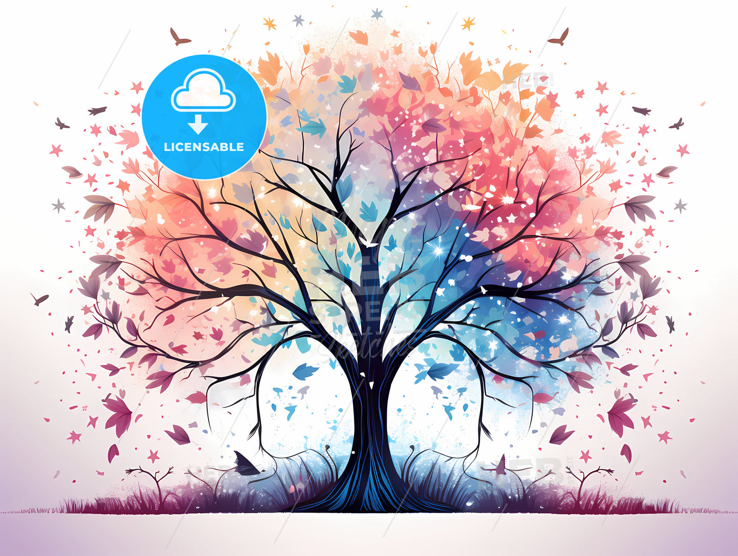 Seasons - A Tree With Colorful Leaves