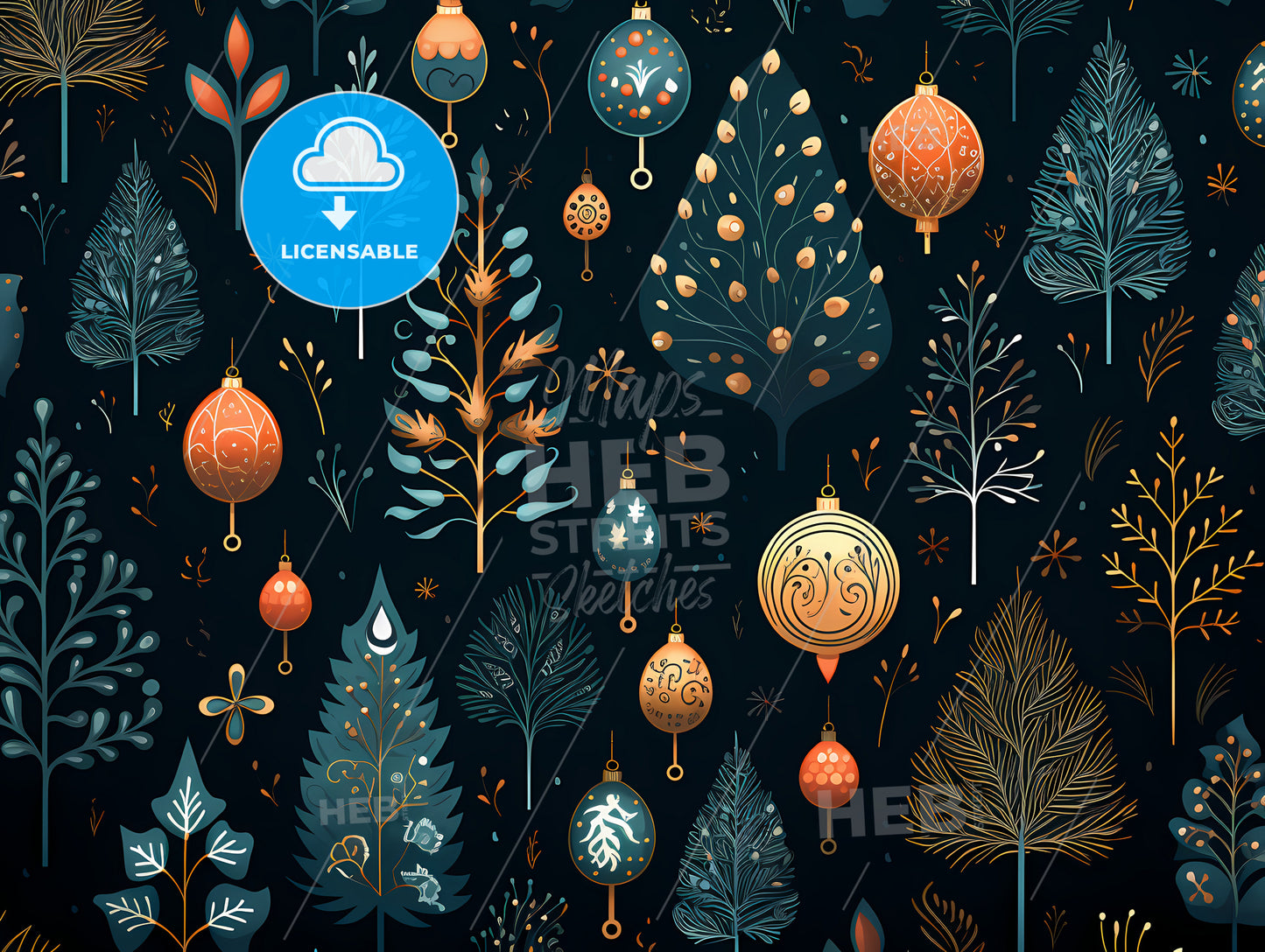 Christmas Greetings - A Pattern Of Christmas Trees