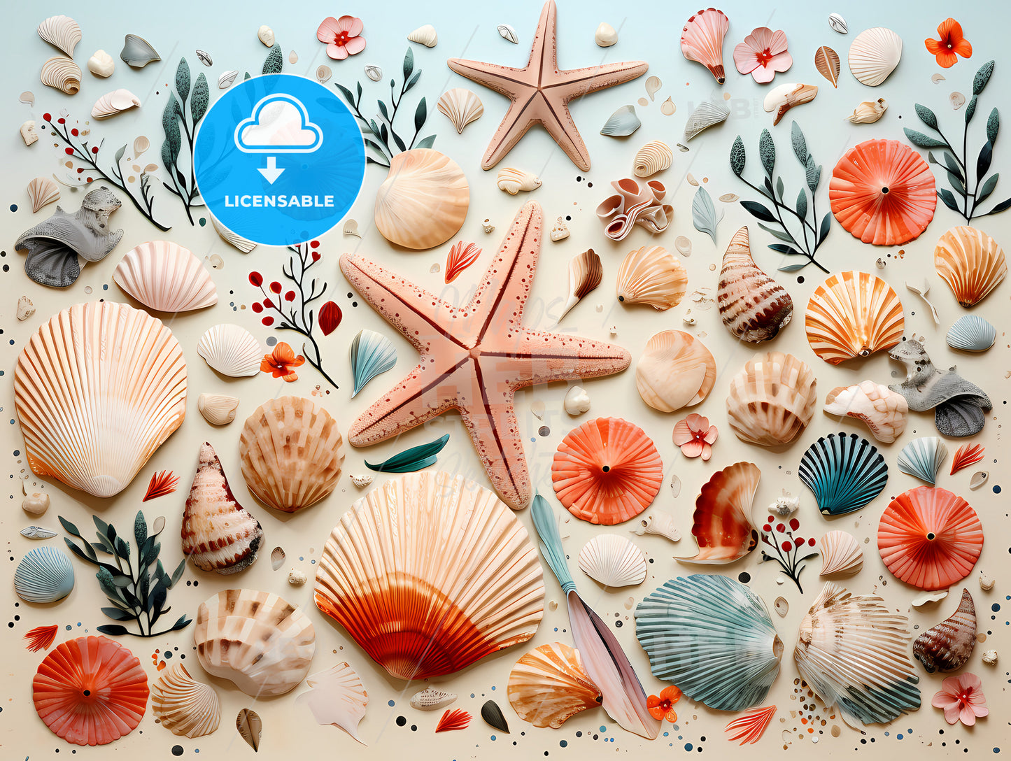 A Collection Of Seashells And Starfish