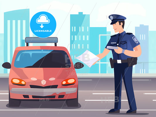 Boho - A Cartoon Of A Police Officer Handing A Paper To A Car