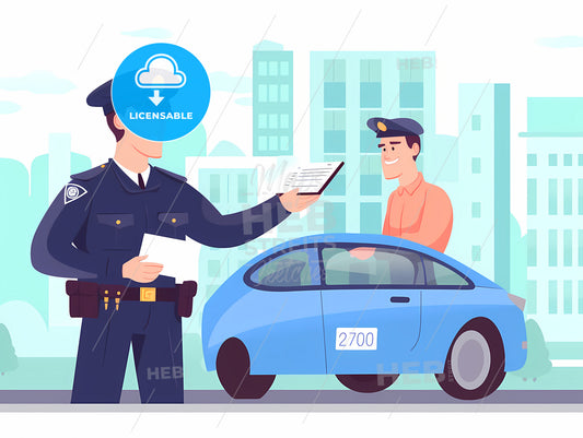 Boho - A Man In Uniform Standing Next To A Blue Car
