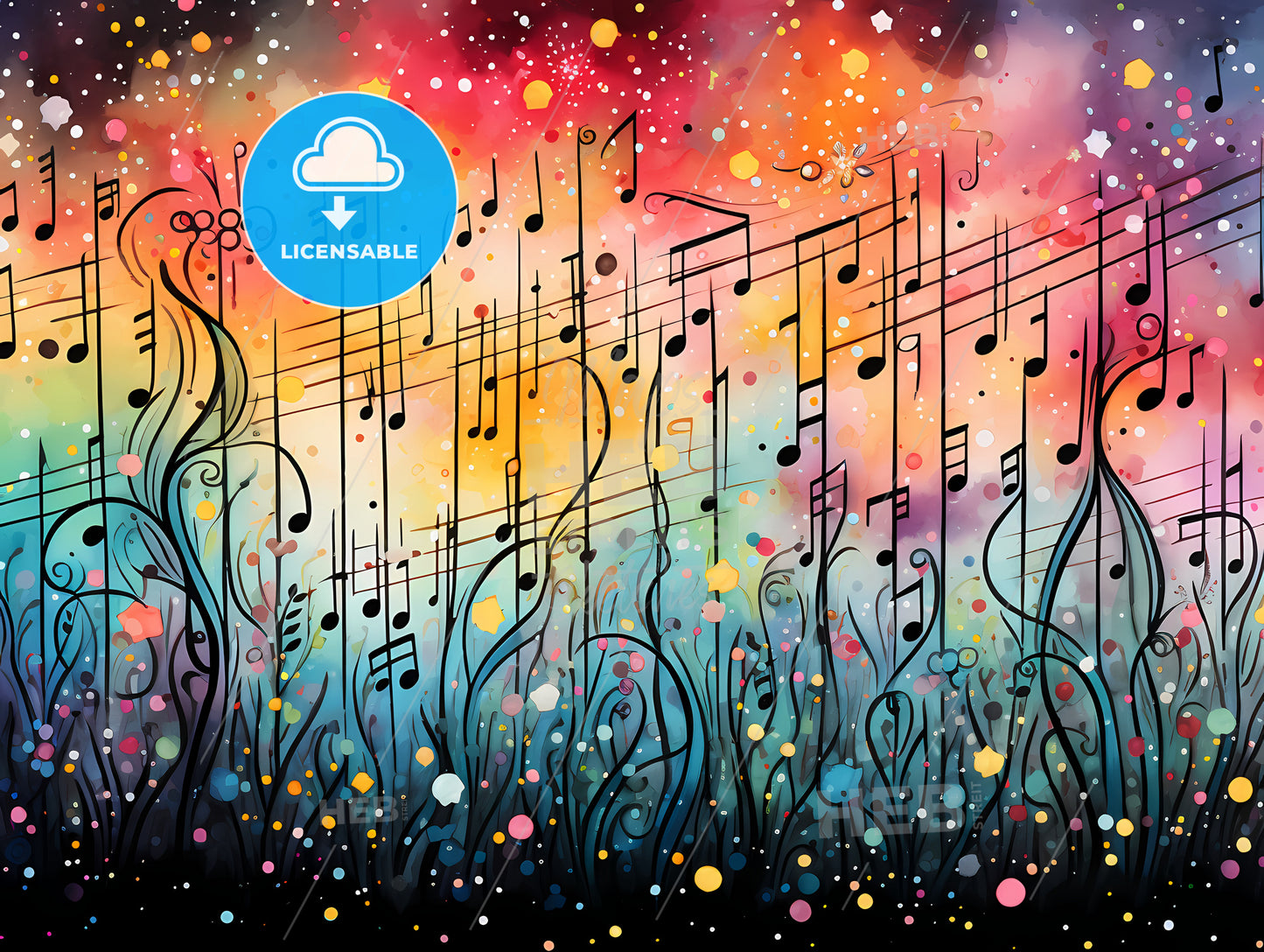 A Colorful Art Of Music Notes
