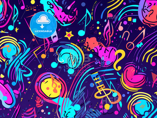 A Colorful Pattern Of Music Notes