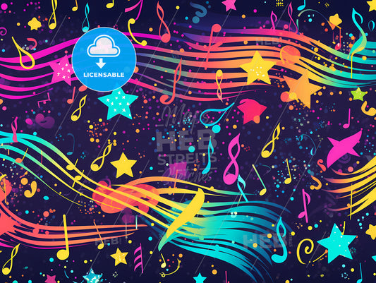 A Colorful Music Notes And Stars