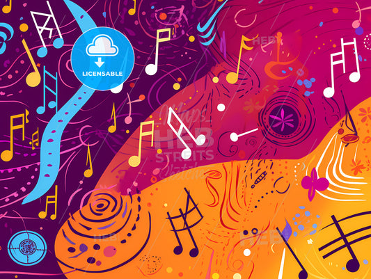 A Colorful Background With Musical Notes
