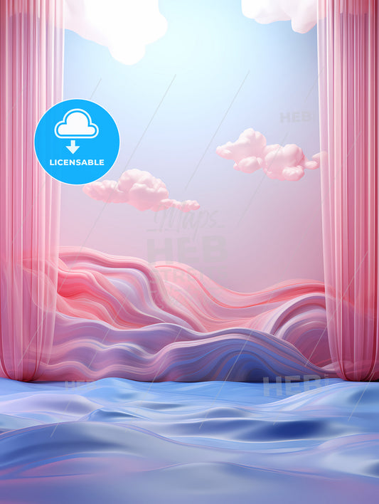 Pink Curtains And A Blue And Pink Sky