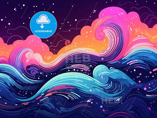 A Colorful Waves In The Night Sky