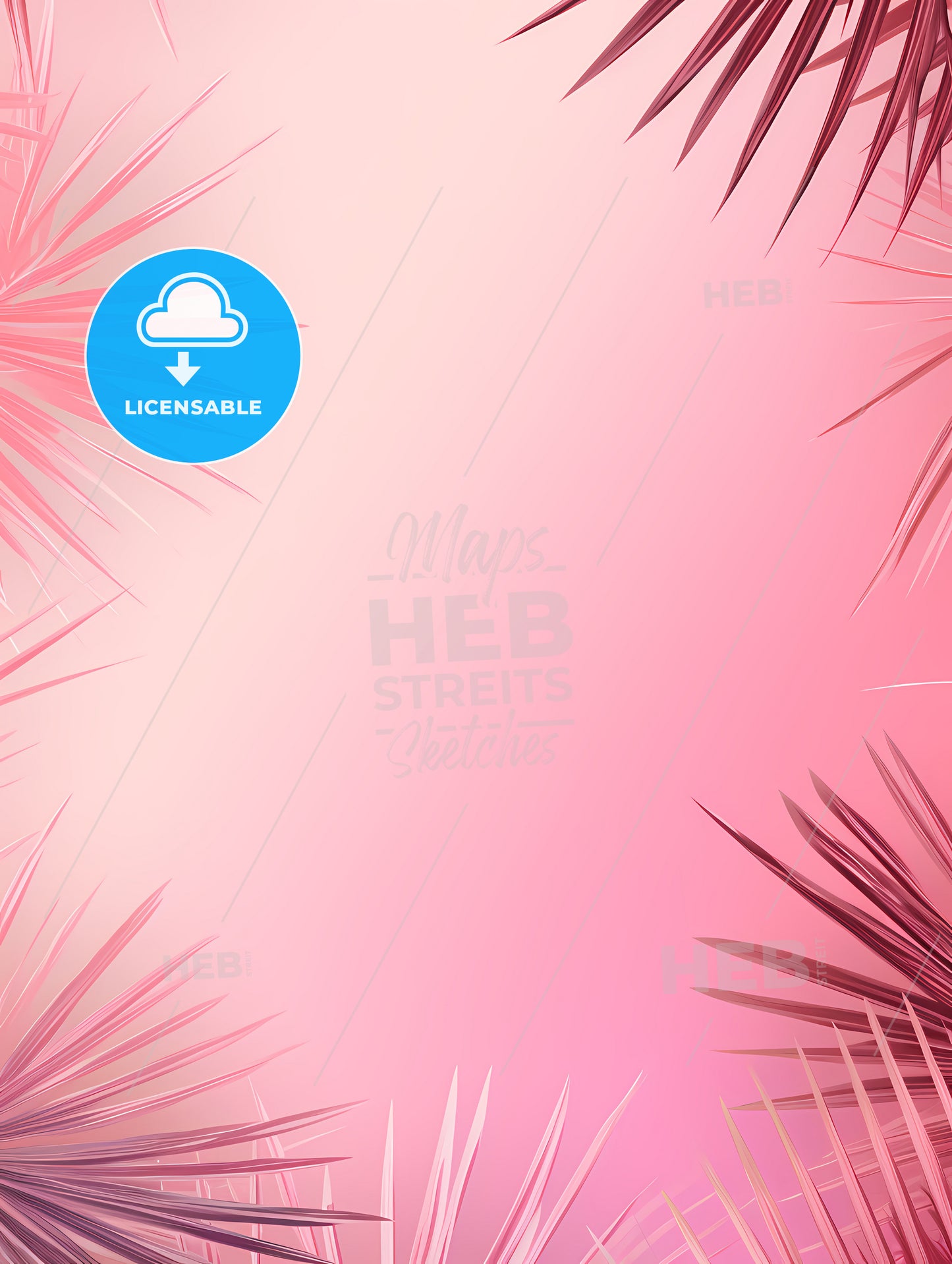 A Pink Background With Palm Leaves