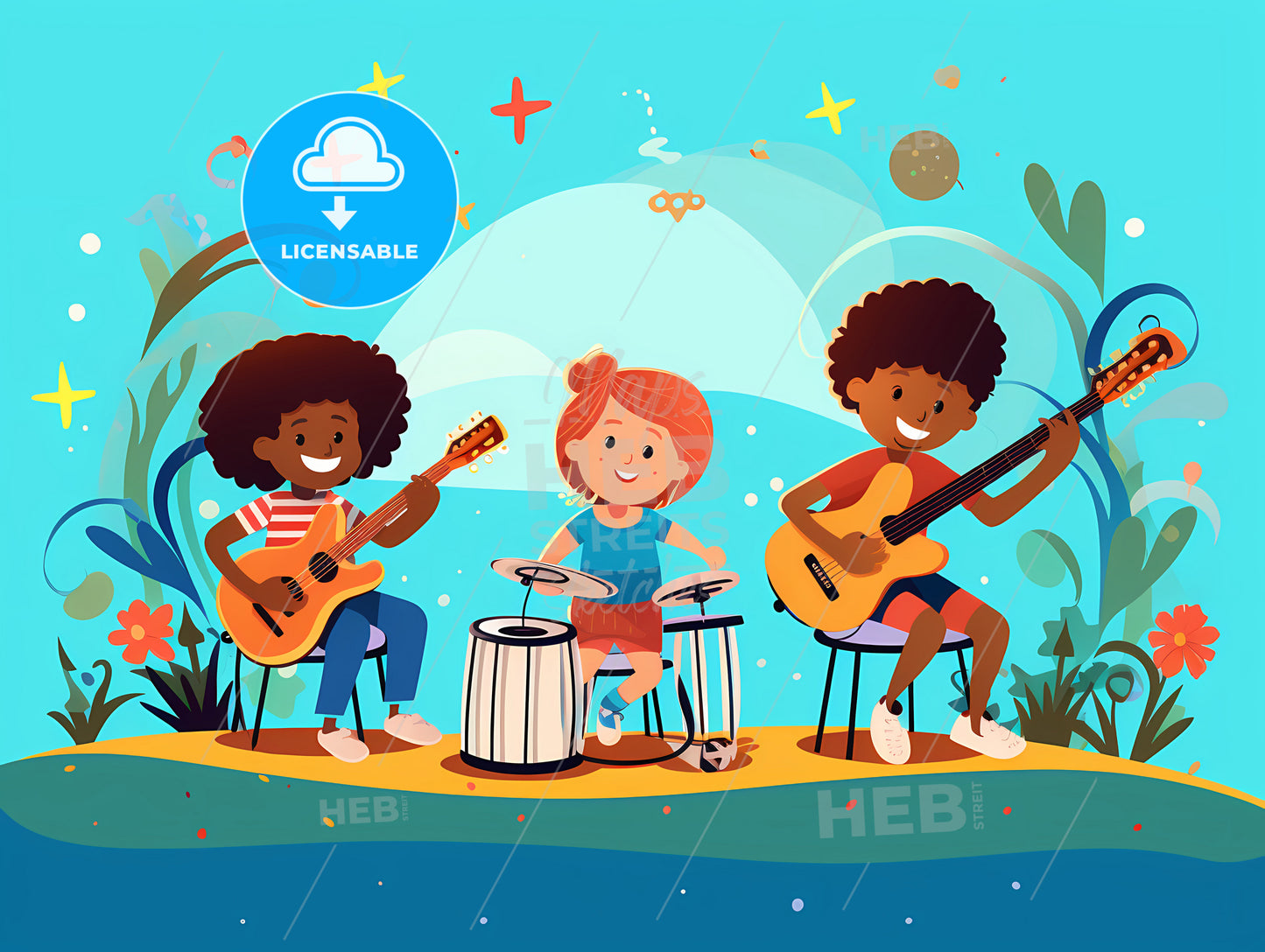 A Group Of Kids Playing Instruments