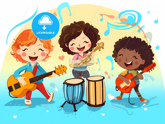 A Group Of Kids Playing Musical Instruments