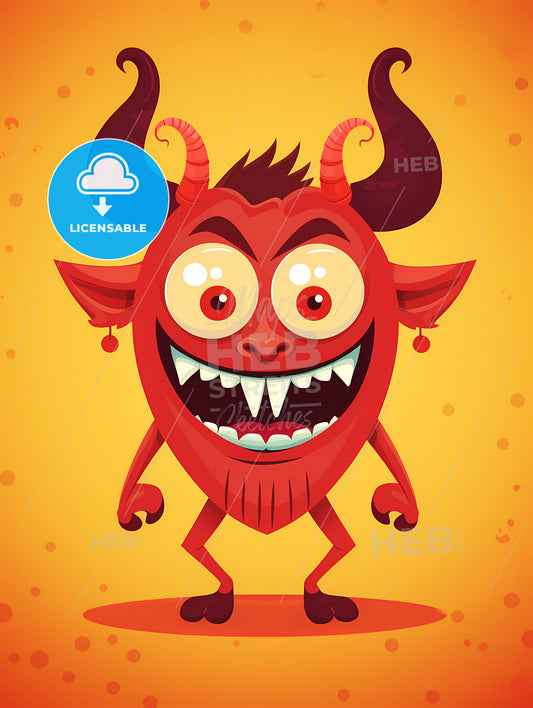 Little Devil - A Cartoon Of A Red Monster