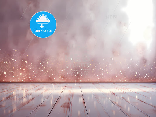 A Wooden Floor With A White Surface And A Pink And White Background