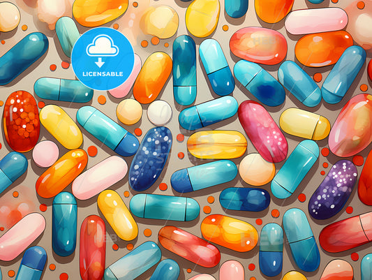 A Group Of Colorful Pills