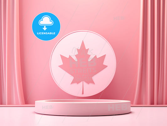 A Round Podium With A Maple Leaf On It