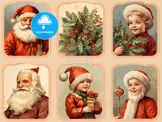 A Collage Of Santa Claus And Children