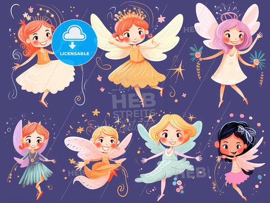 A Group Of Cartoon Fairies