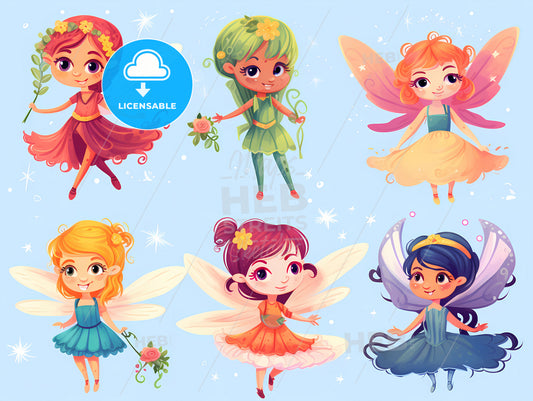 A Group Of Cartoon Fairies