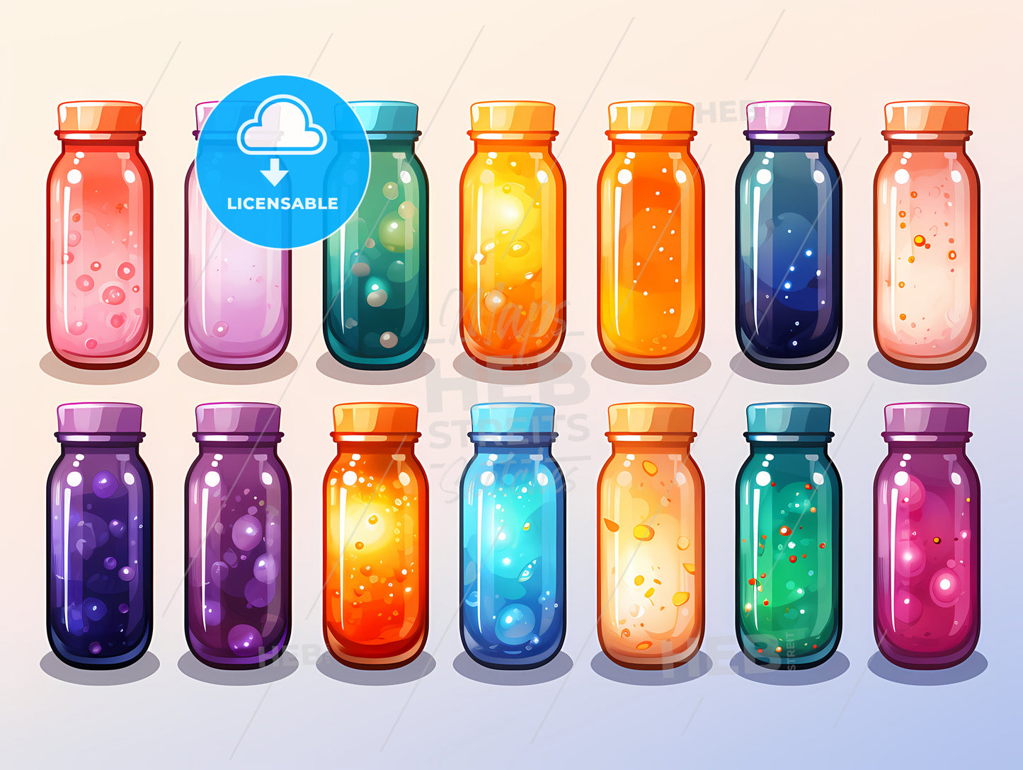 A Group Of Colorful Bottles