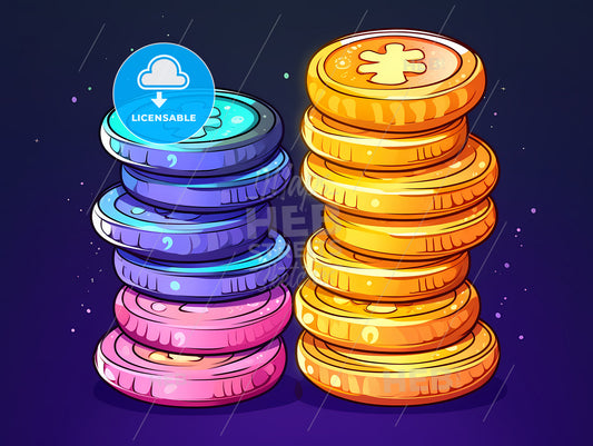 A Cartoon Of A Stack Of Coins