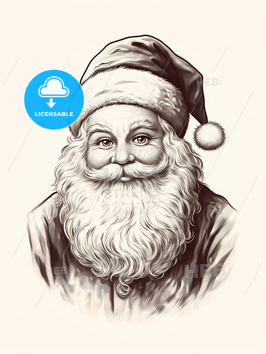 A Black And White Drawing Of A Santa Claus