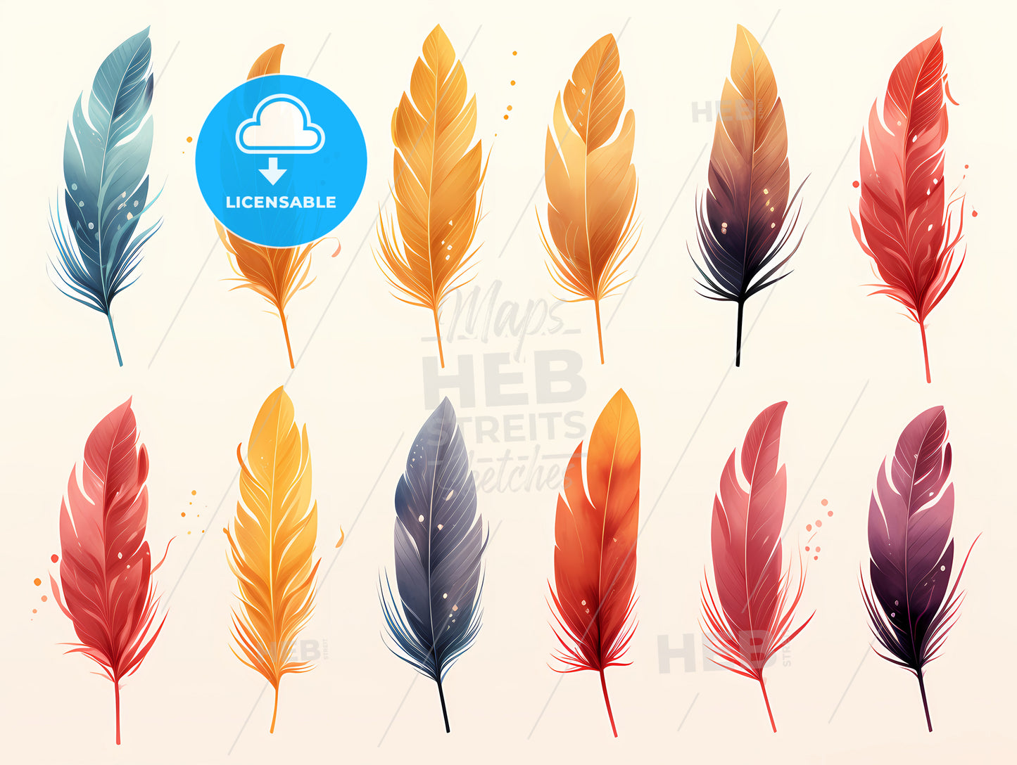 A Collection Of Colorful Feathers