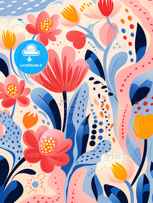 A Colorful Floral Pattern With Flowers