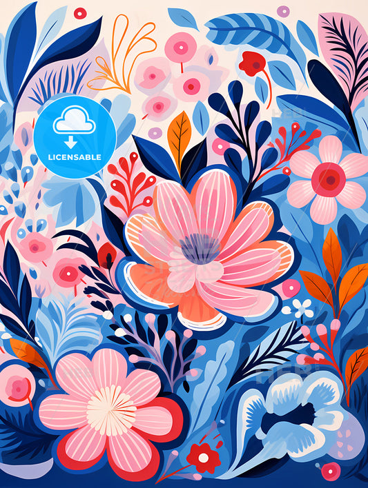 A Colorful Floral Pattern With Flowers