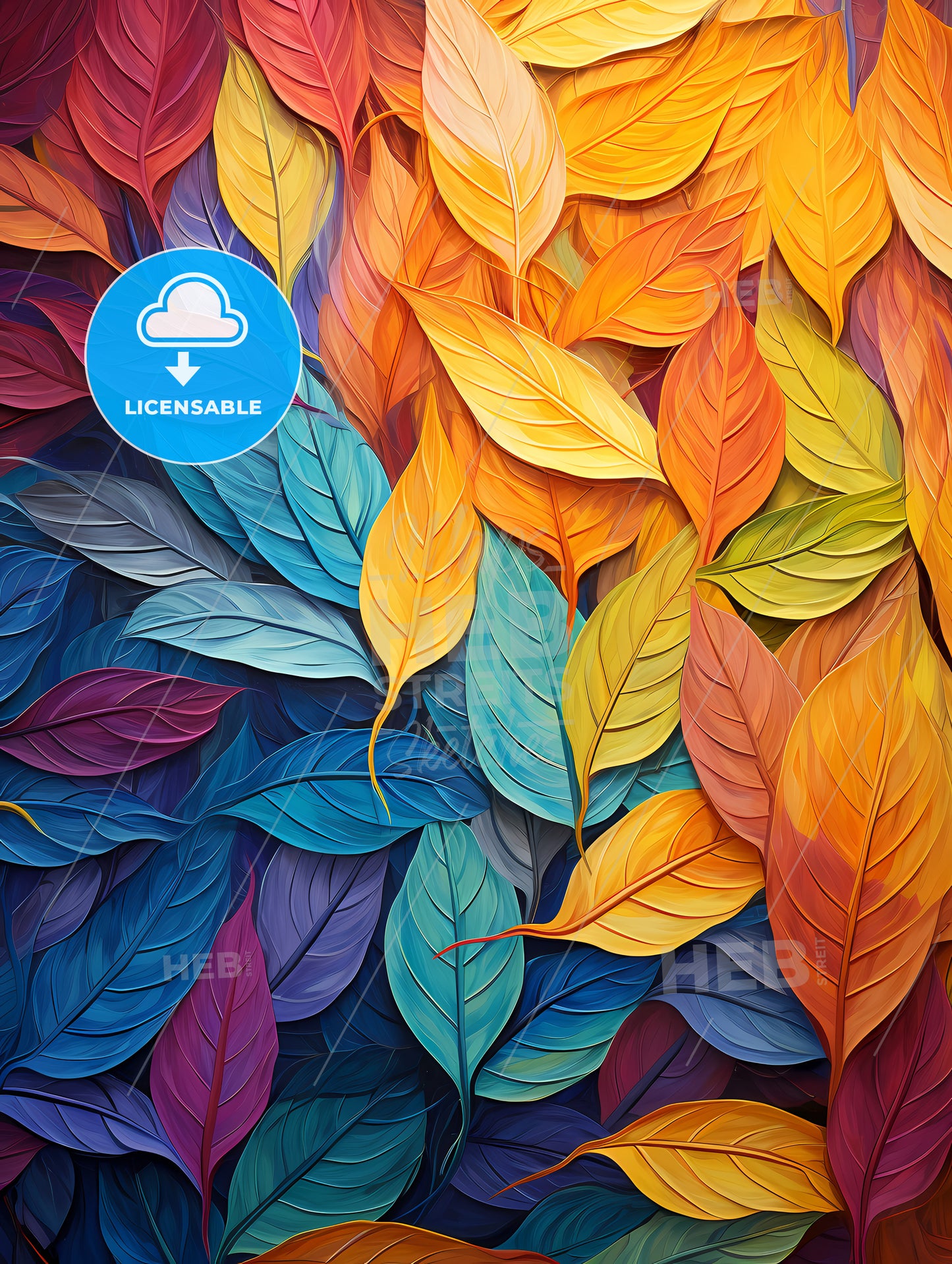 A Colorful Leaves On A Wall