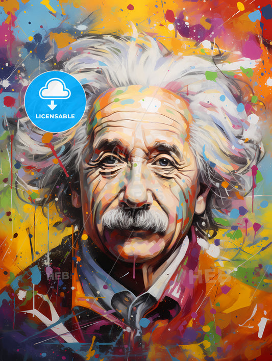 Albert Einstein - A Painting Of A Man With White Hair
