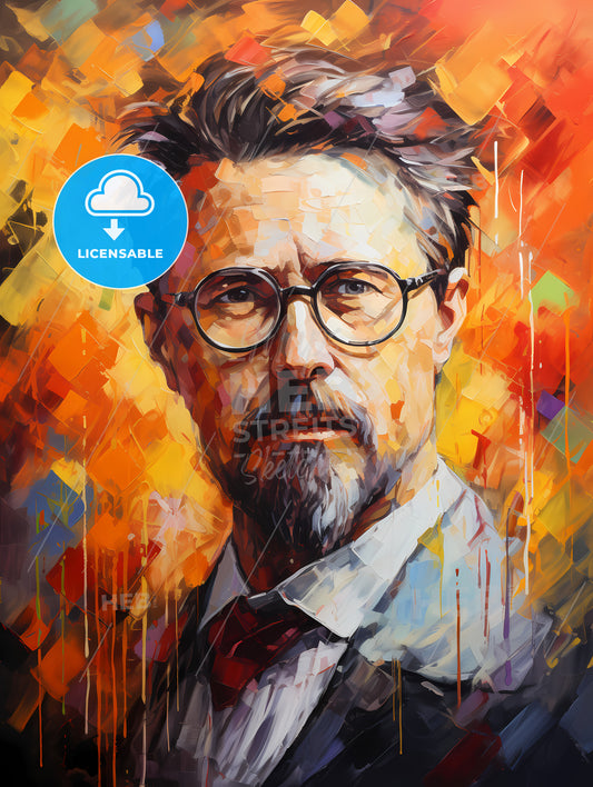 Anton Chekhov - A Painting Of A Man With Glasses